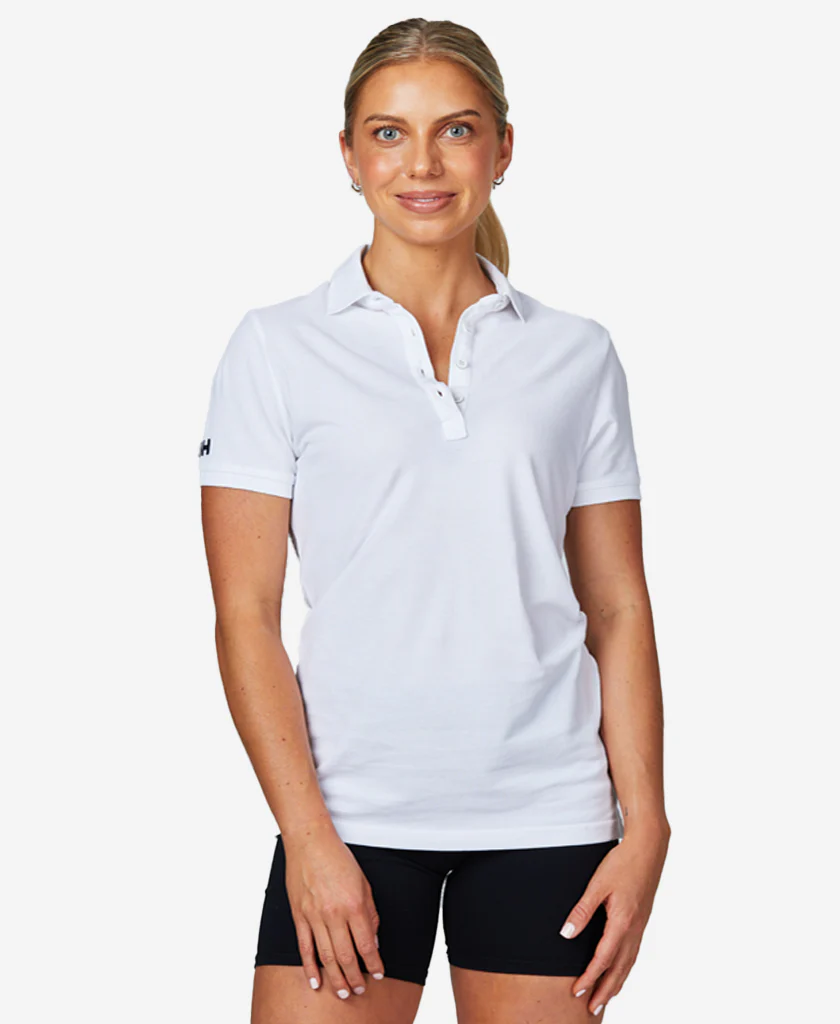 W CREW PIQUE 2 POLO, White