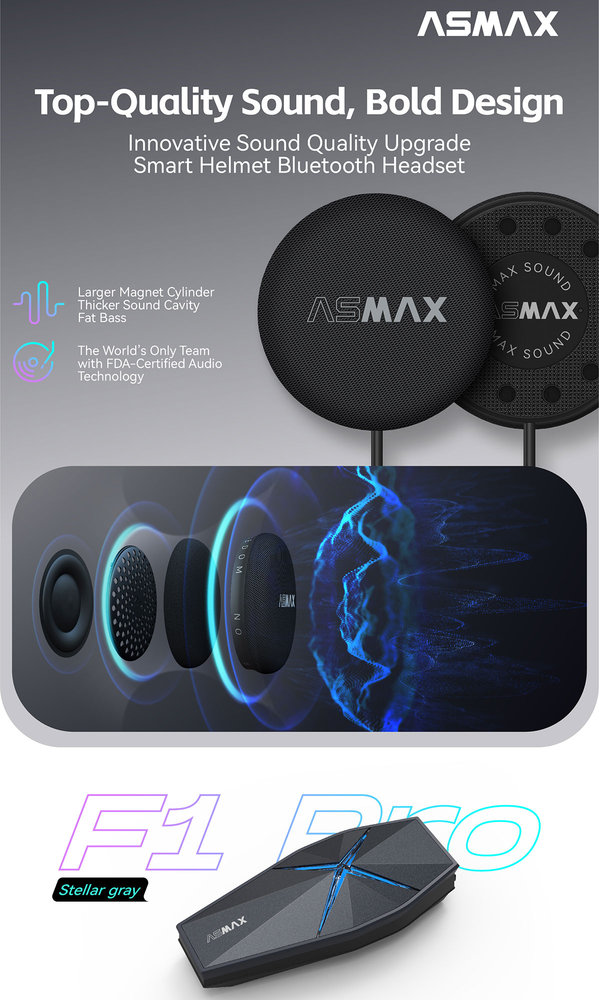 ASMAX F1 Pro Bluetooth Communication System Single Set