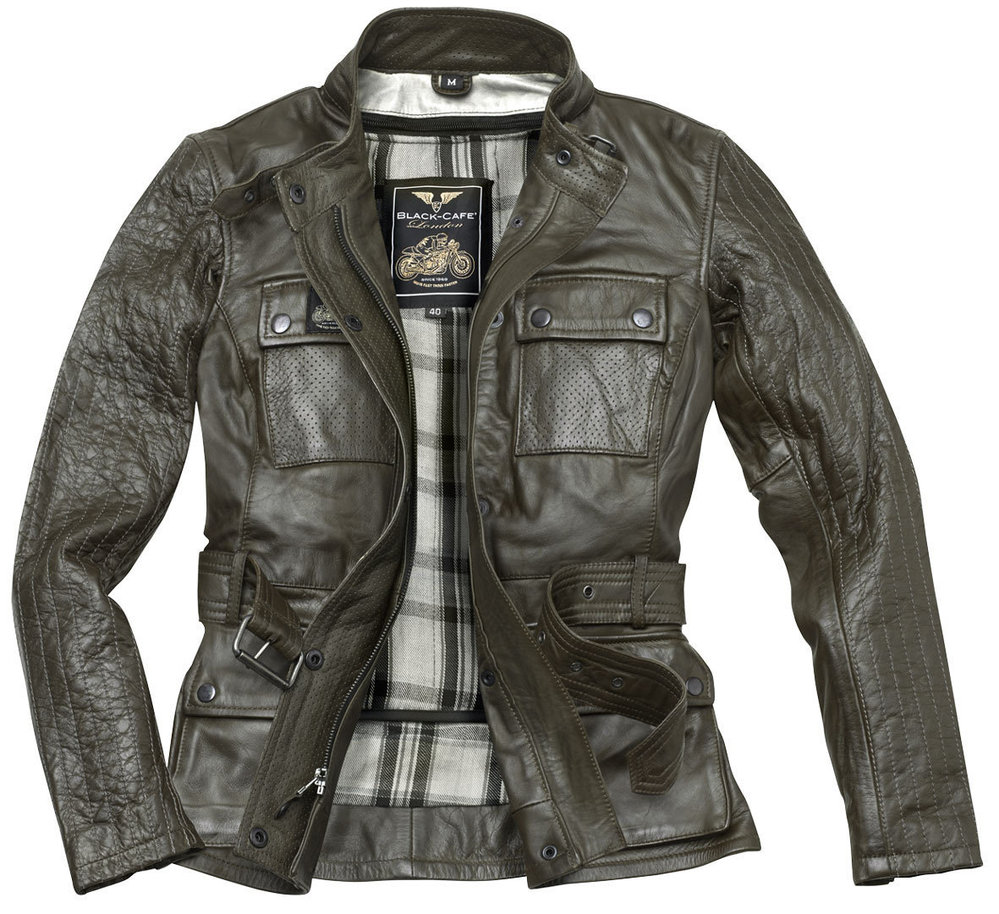 Black-Cafe London Madrid Ladies Motorcycle Leather Jacket