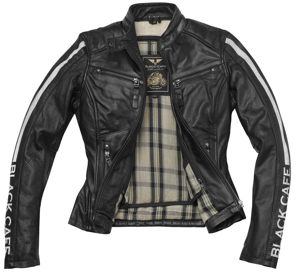 Black-Cafe London Toronto Ladies Motorcycle Leather Jacket