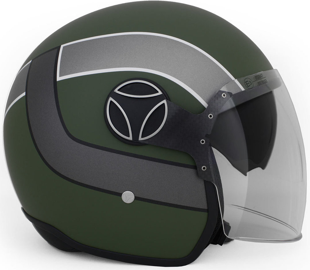 MOMO Arrow Jet Helmet Green Matt / White