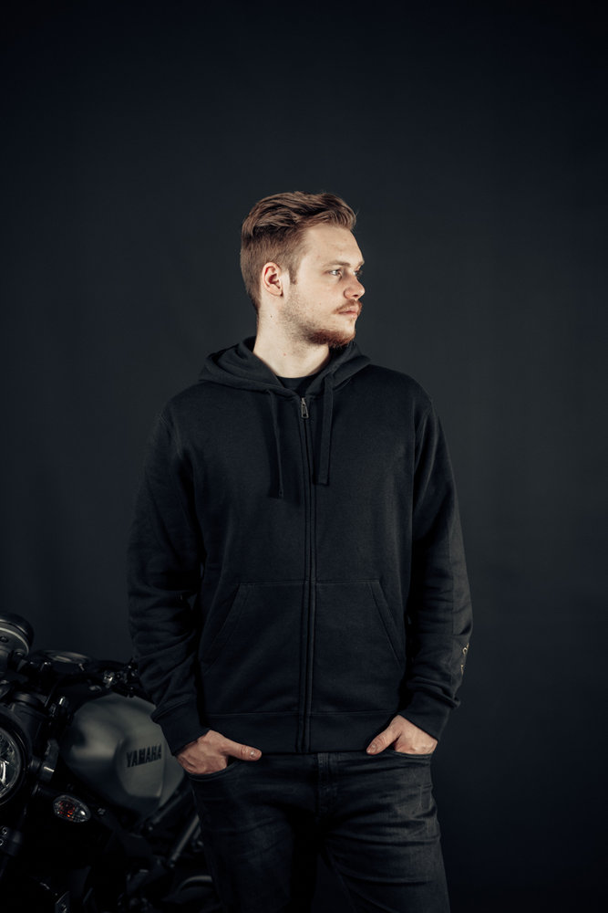 Black-Cafe London Retro Stripe Zip Hoodie