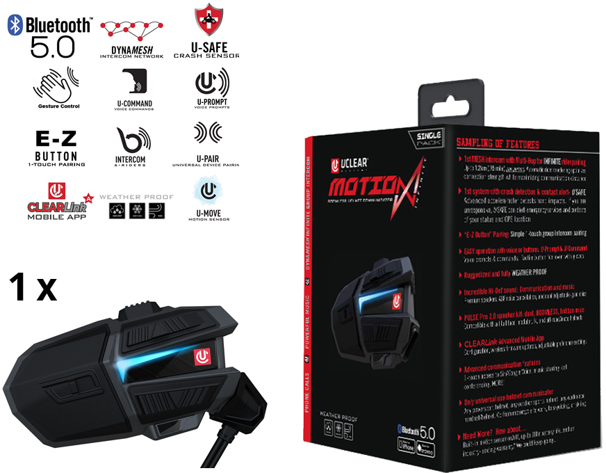 UCLEAR Motion Infinity Bluetooth Communication System Single Pack