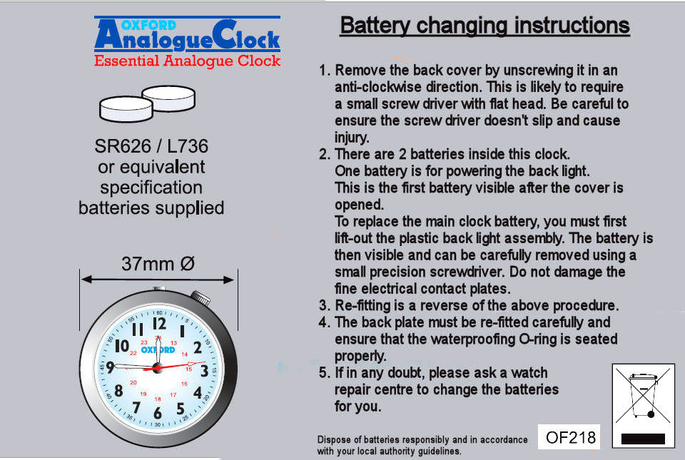 Oxford Analogue Motorcycle Clock