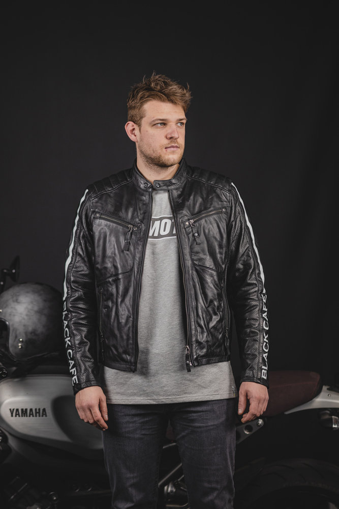 Black-Cafe London Toronto Motorcycle Leather Jacket
