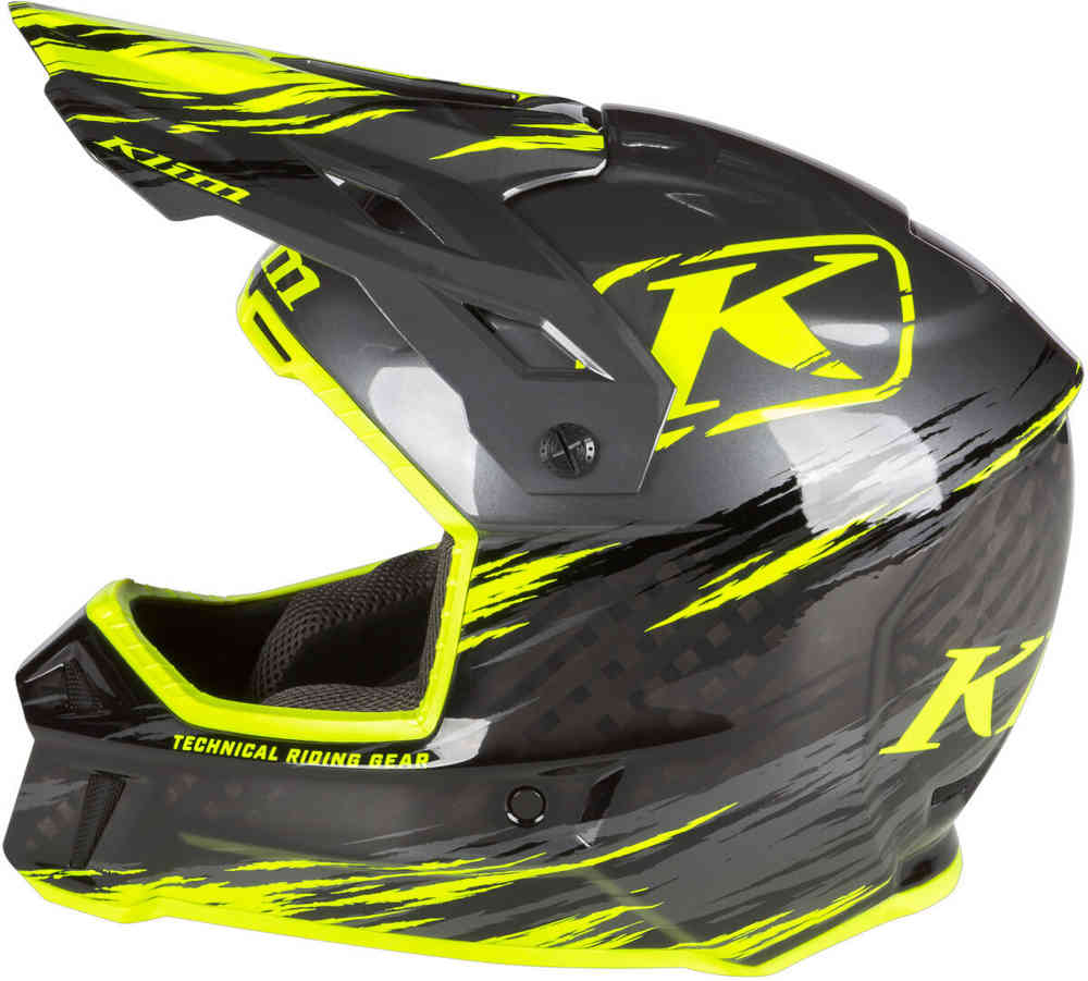 Klim F3 Carbon Pro Thrashed Hi-Vis Snowmobile Helmet