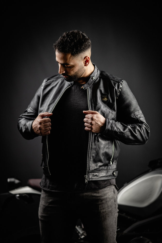 Black-Cafe London Milano 2.0 Motorcycle Leather Jacket