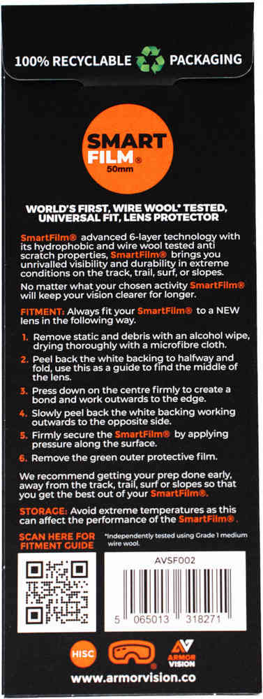 Armor Vision Smartfilm Tear-Off Film 36mm - Pack of 3