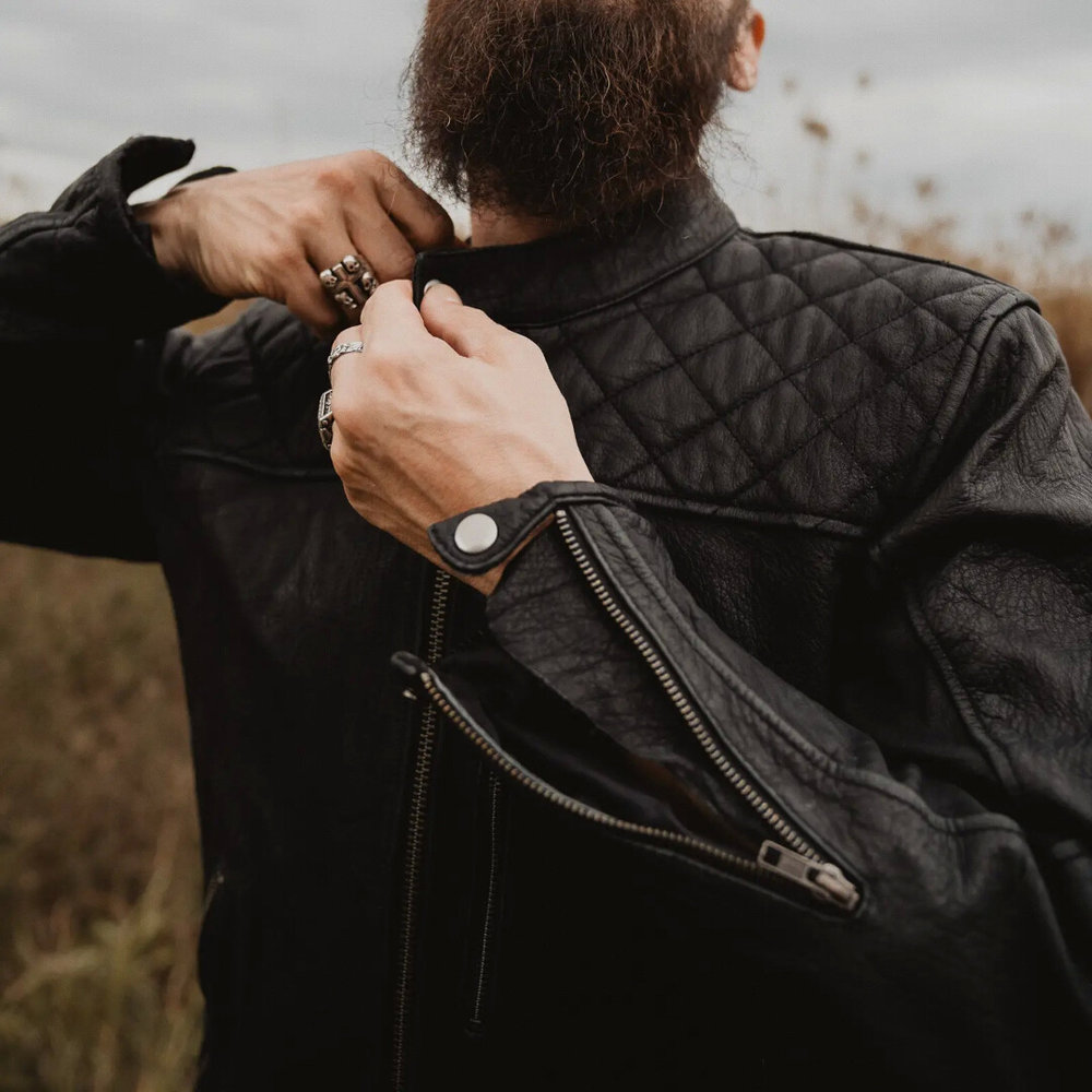 HolyFreedom Burn Out Black Motorcycle Leather Jacket