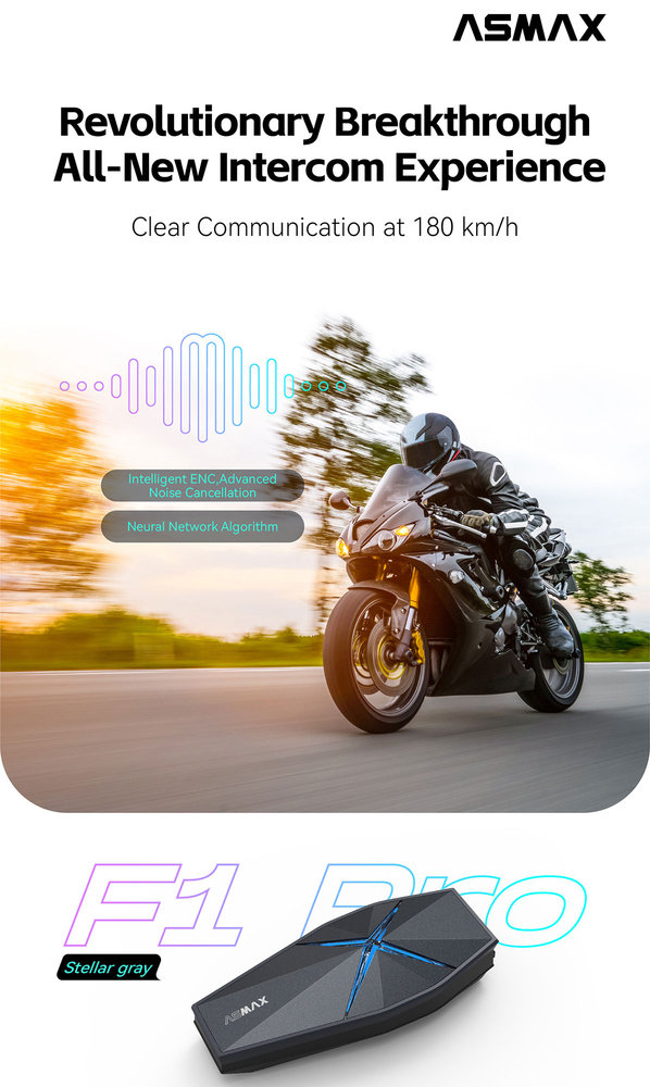 ASMAX F1 Pro Bluetooth Communication System Single Set