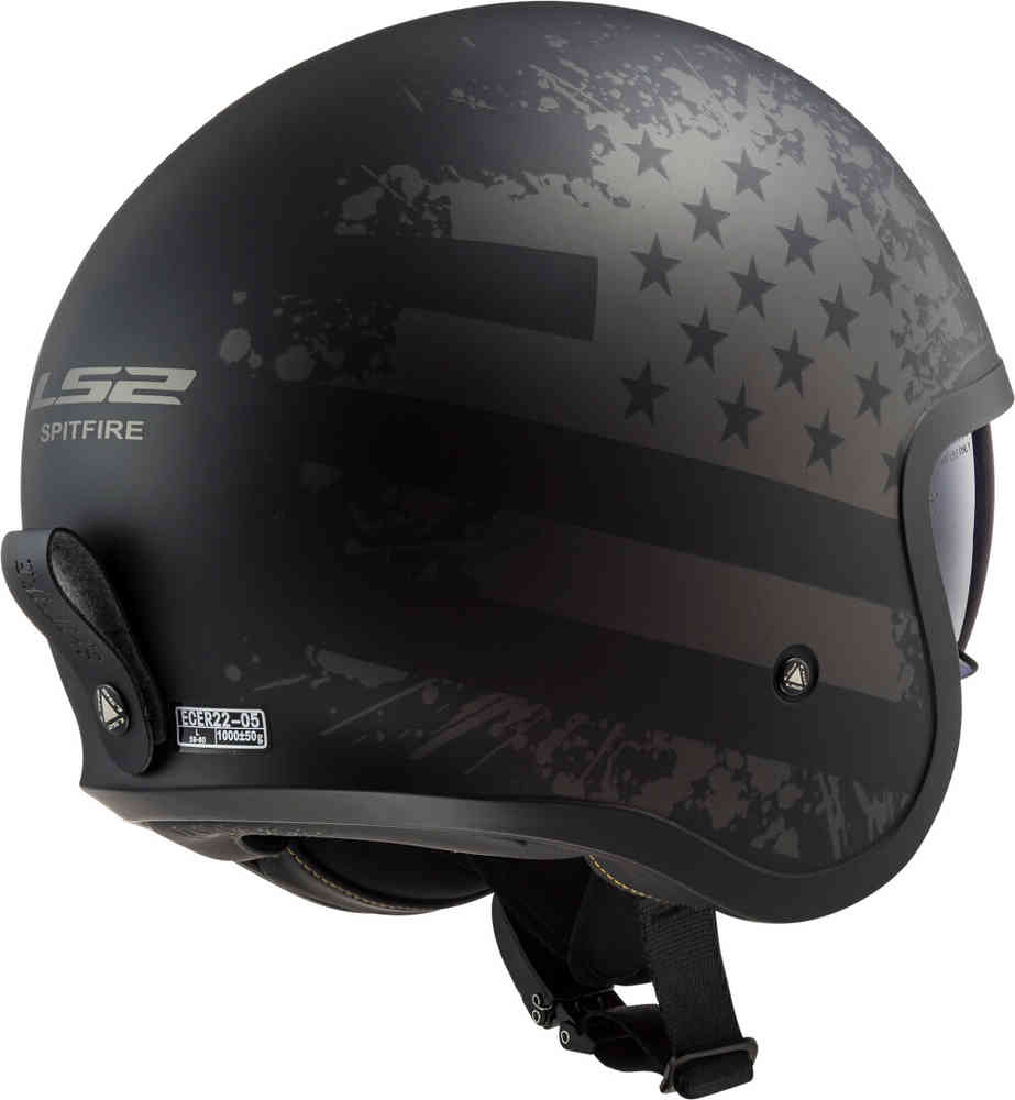 LS2 OF599 Spitfire II Black Flag Jet Helmet