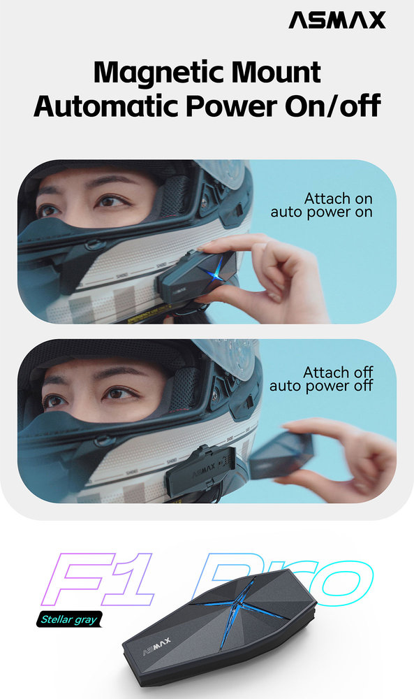 ASMAX F1 Pro Bluetooth Communication System Single Set