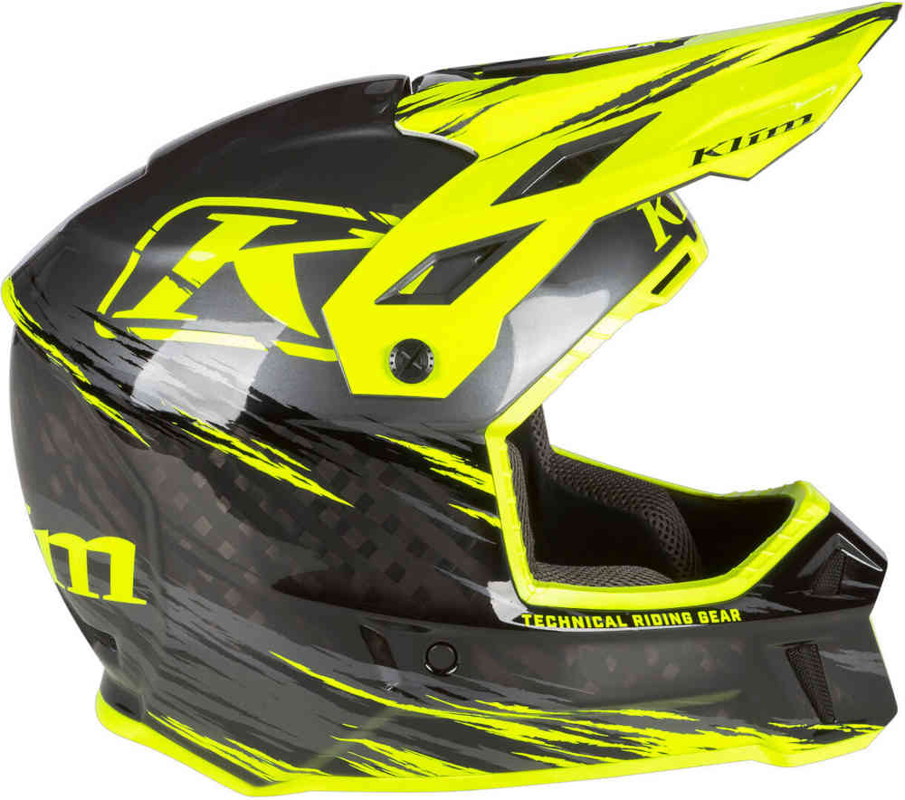 Klim F3 Carbon Pro Thrashed Hi-Vis Snowmobile Helmet