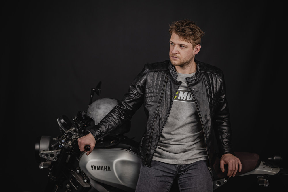 Black-Cafe London Philadelphia Motorcycle Leather Jacket