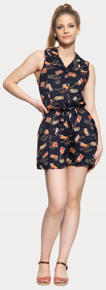 Queen Kerosin Dark Navy Ladies Jumpsuit