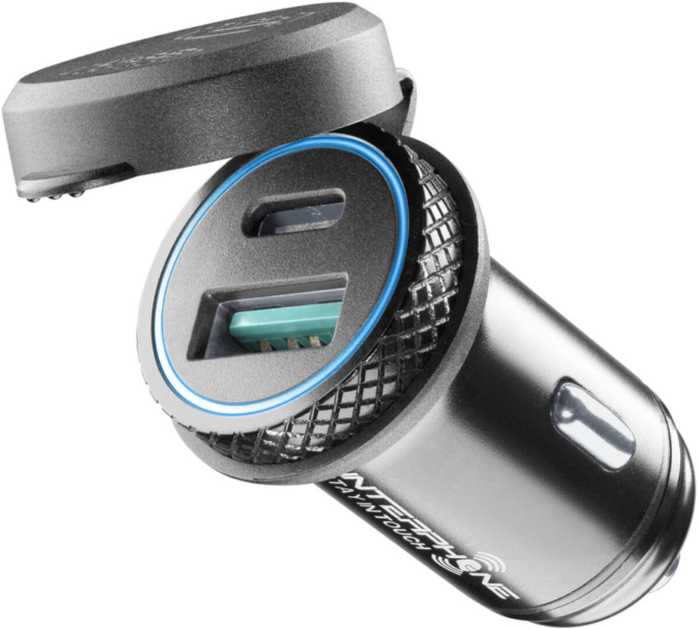 Interphone USB-A and USB-C 12V Adapter for Cigarette Lighter