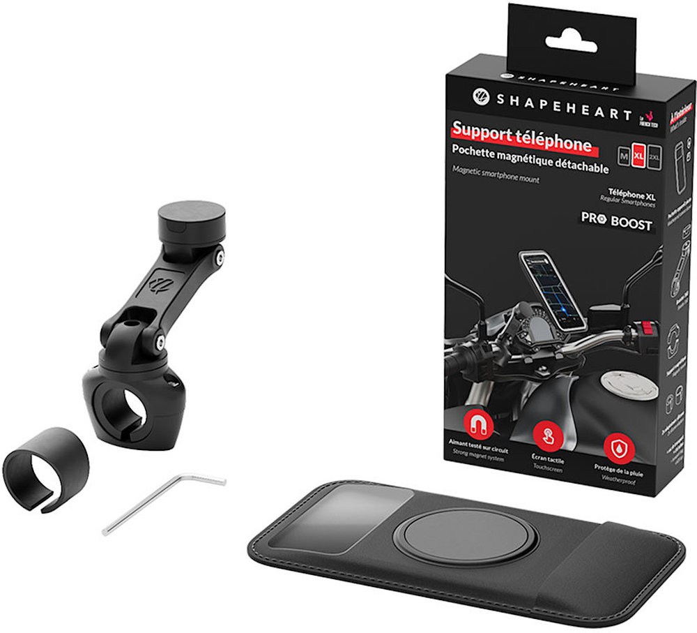 Shapeheart Motorcycle Bundle Pro Boost Magnetic Smartphone Mount for Motorcycle Handlebars