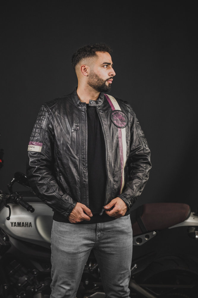 Black-Cafe London Barcelona Motorcycle Leather Jacket