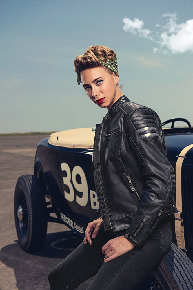 Segura Stripe Ladies Motorcycle Leather Jacket