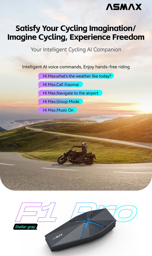 ASMAX F1 Pro Bluetooth Communication System Single Set