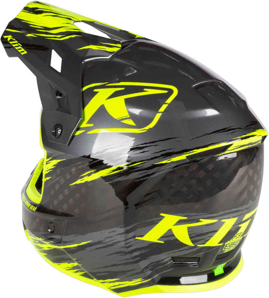 Klim F3 Carbon Pro Thrashed Hi-Vis Snowmobile Helmet
