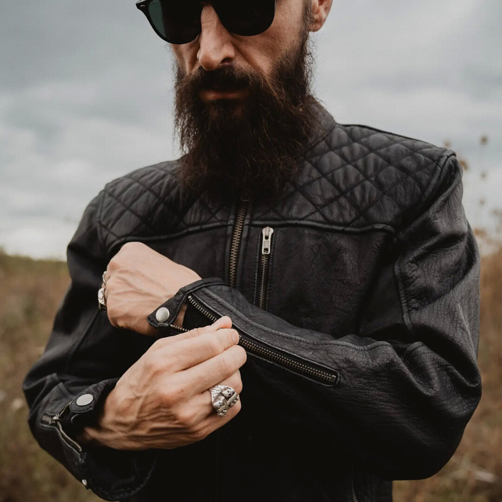 HolyFreedom Burn Out Black Motorcycle Leather Jacket