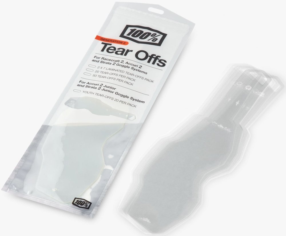 100% Racecraft II/Accuri II/Strata II Tear-Off Foils - 20 Pack