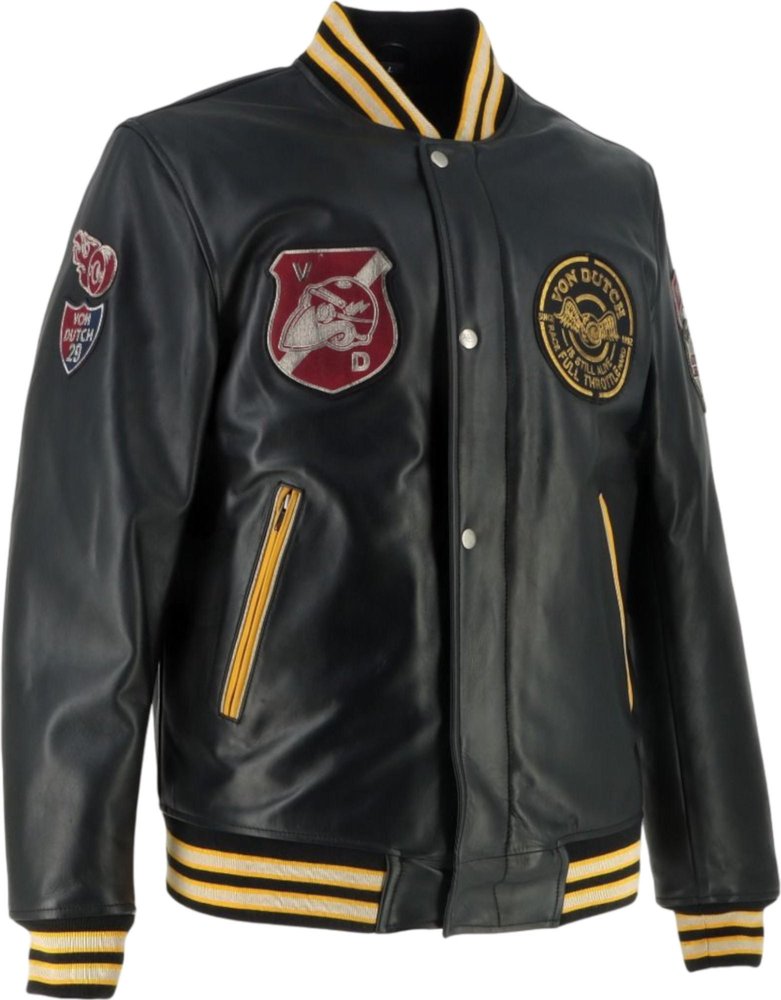 Von Dutch X Helstons Collegian Motorcycle Leather Jacket