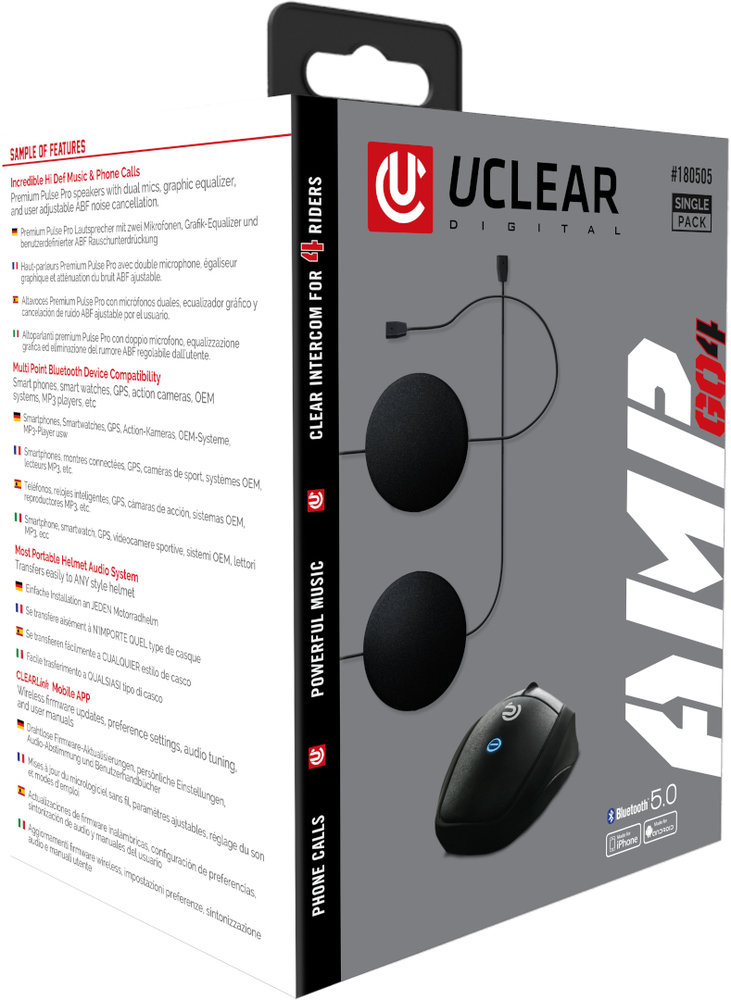 UCLEAR DIGITAL AMP Go 4 Bluetooth Communication System Single Pack
