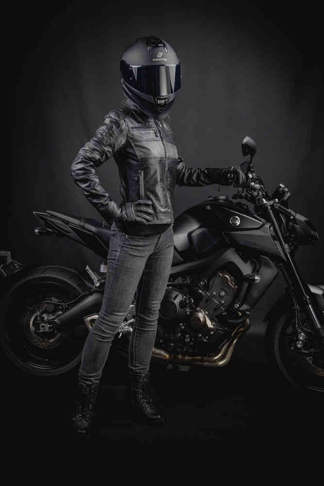 Black-Cafe London Shona II ladies motorcycle leather jacket 2nd choice item