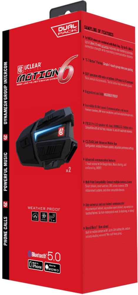 UCLEAR Motion 6 Bluetooth Communication System Double Set