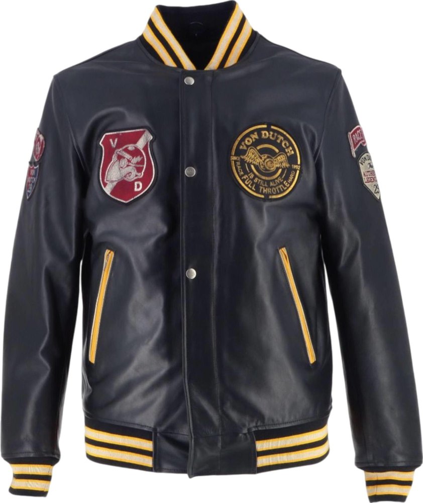 Von Dutch X Helstons Collegian Motorcycle Leather Jacket