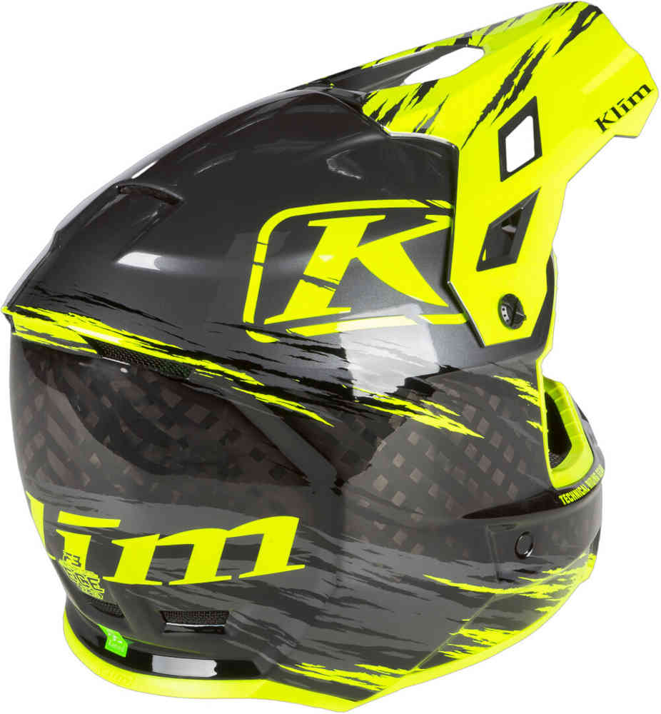 Klim F3 Carbon Pro Thrashed Hi-Vis Snowmobile Helmet