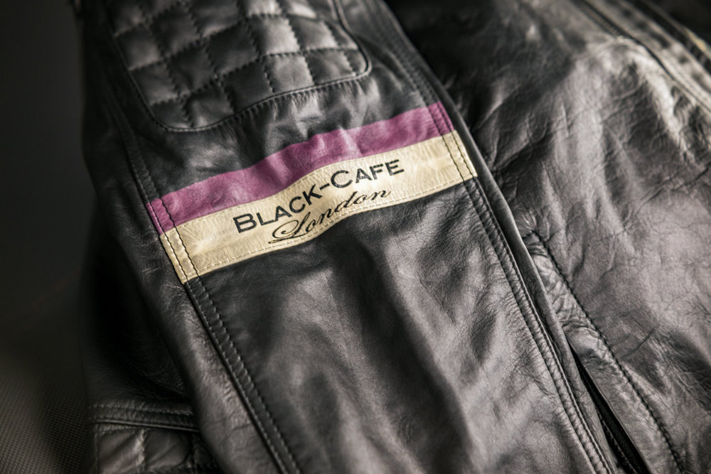 Black-Cafe London Barcelona Motorcycle Leather Jacket