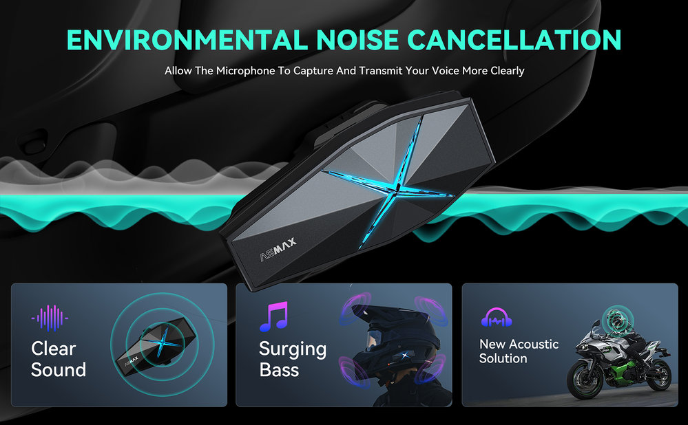 ASMAX F1 Plus Bluetooth Communication System Single Set