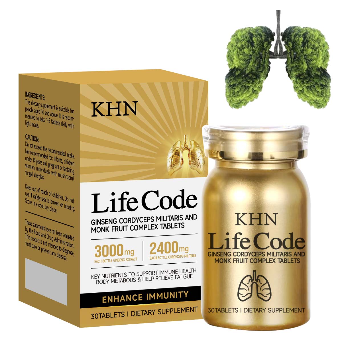 [ $21.99 for a limited time] KHN LifeCode – Power Up Your Lungs & Immunity | Natural Blend of Ginseng,