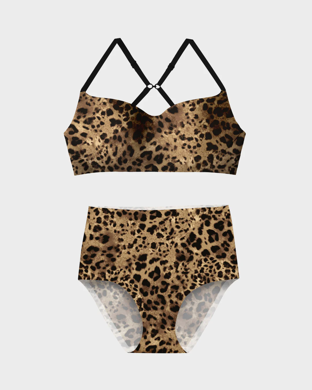 Leopard One Piece Contour Bra and Highwaisted Set