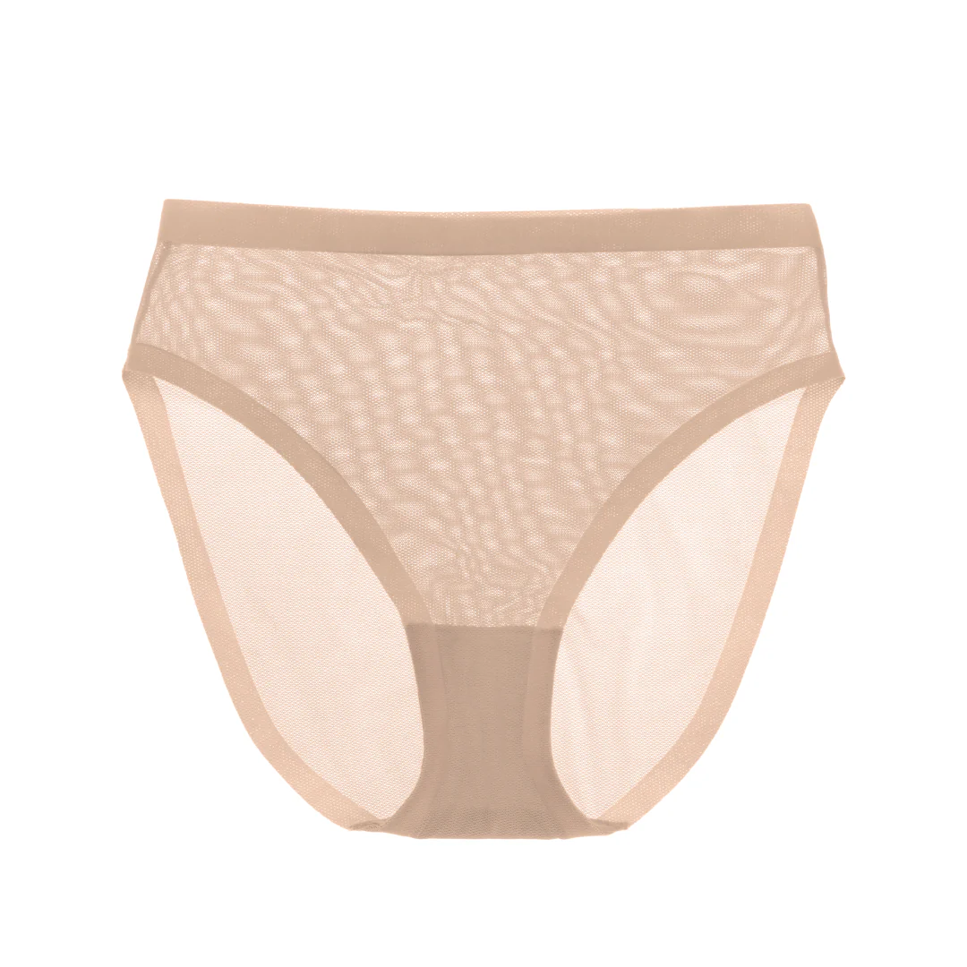 Champagne Mesh High Cut Highwaisted