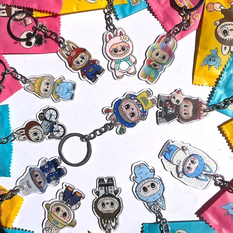 cute mini cartoon monster labub keychain