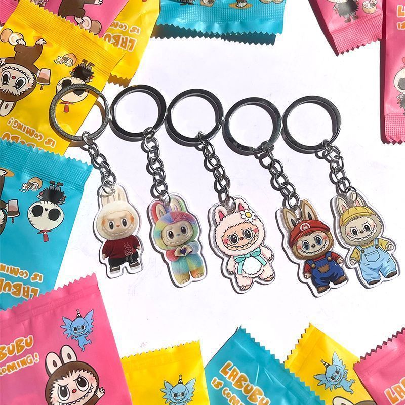 cute mini cartoon monster labub keychain