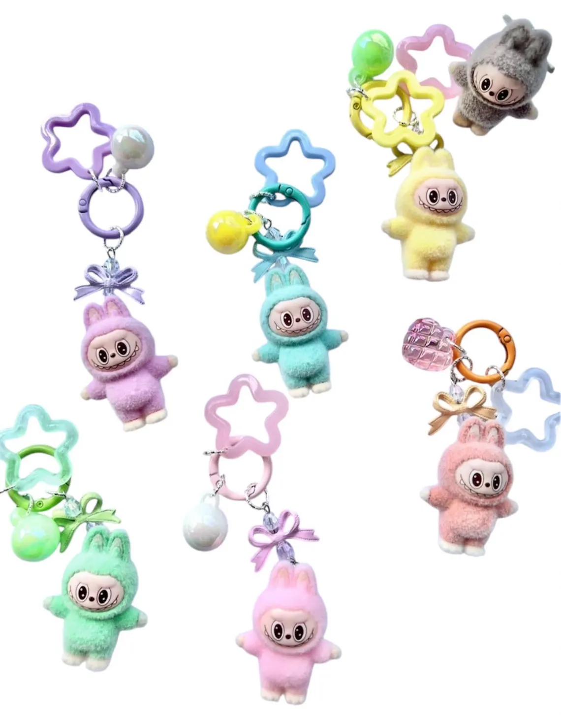 Labubu-Soft plush version of Rabub mini pendant for mobile phone clip