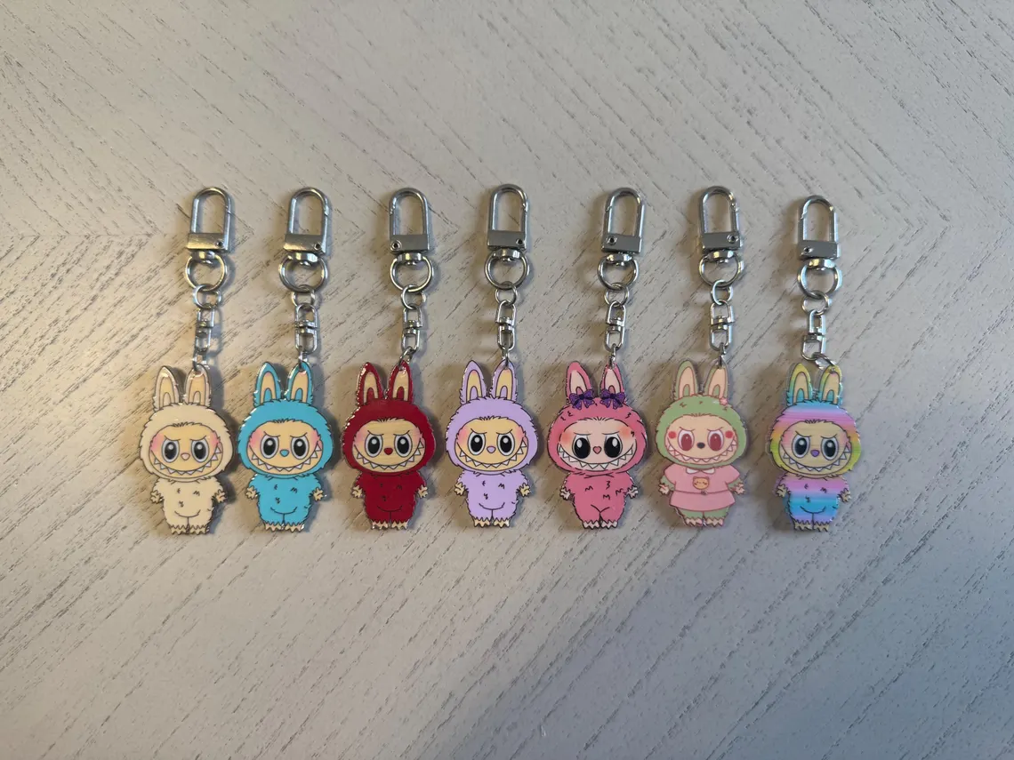 cute mini cartoon monster labub keychain