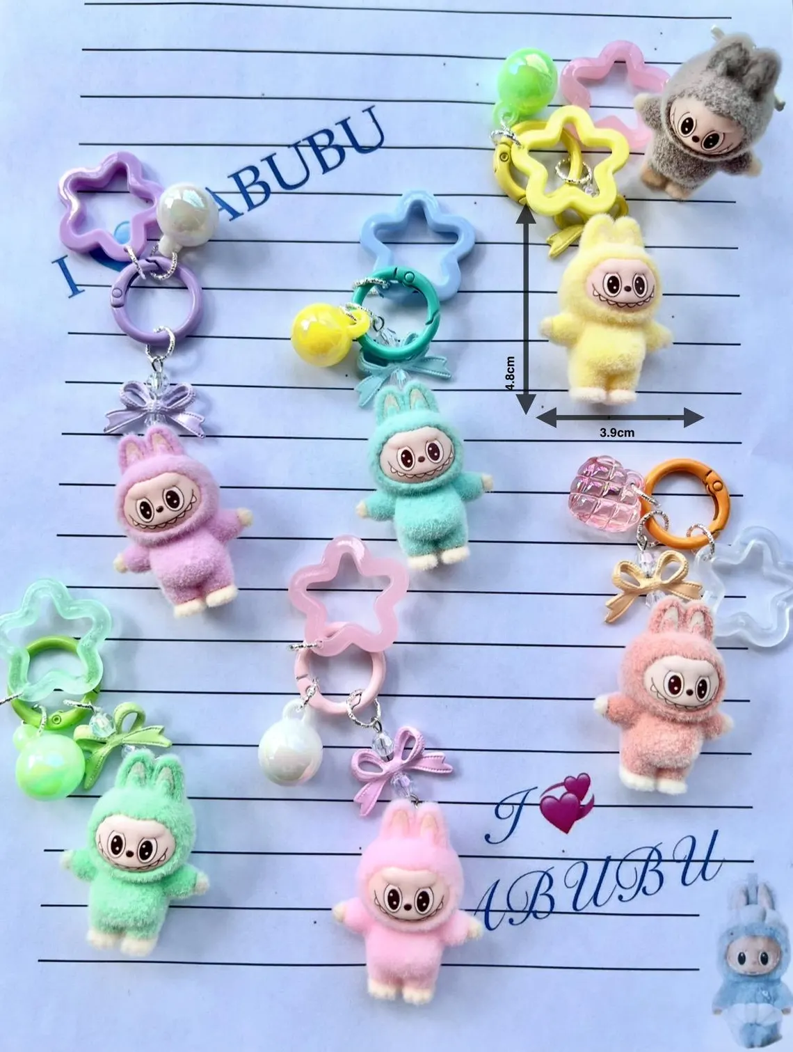 Labubu-Soft plush version of Rabub mini pendant for mobile phone clip