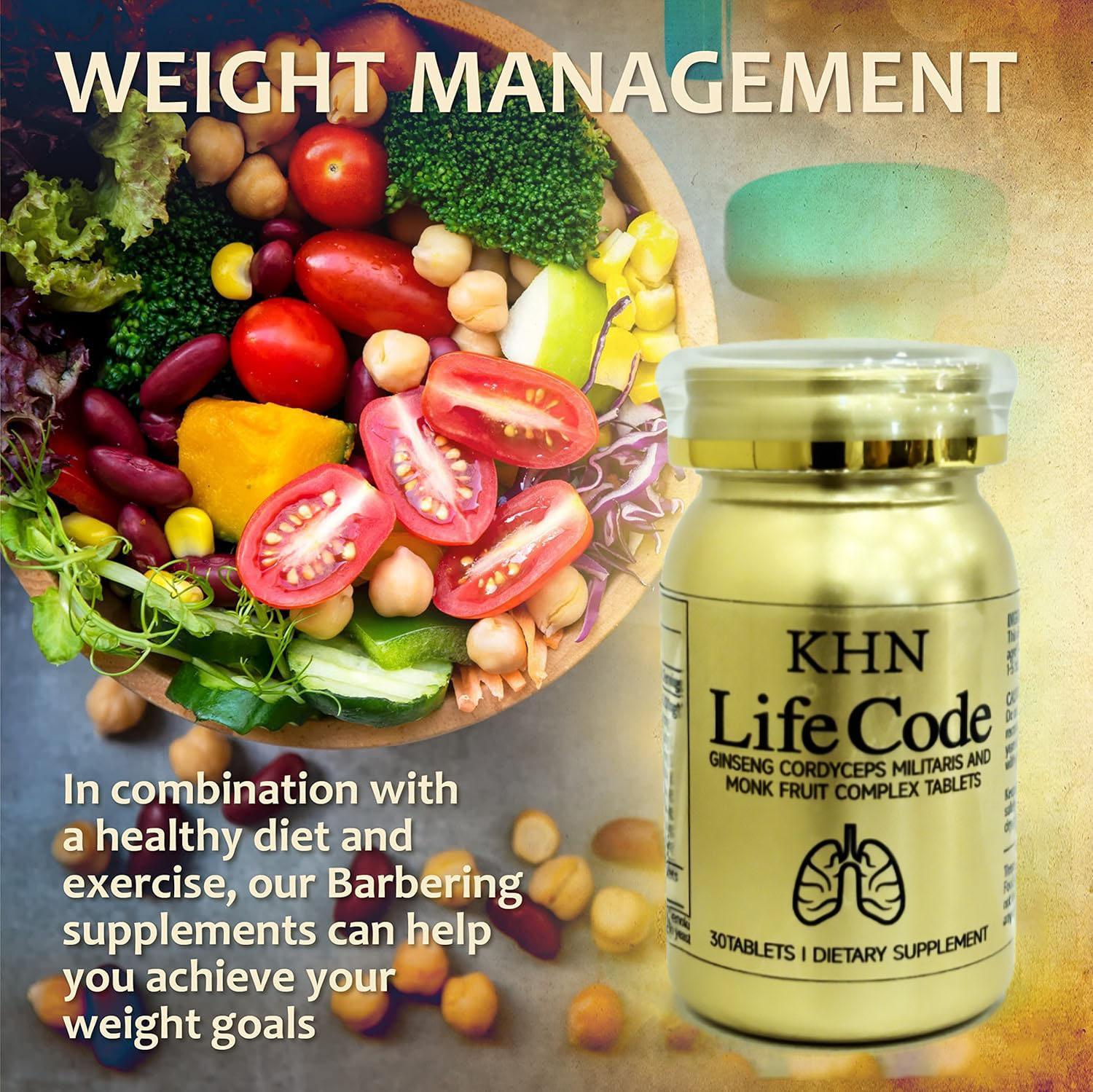 KHN daily dietary fiber supplements promote metabolic health and regularity - ginseng, cordyceps, grosvenor momordica fruit, wolfberry, lily - healthy, natural, green, set in one nutrition.