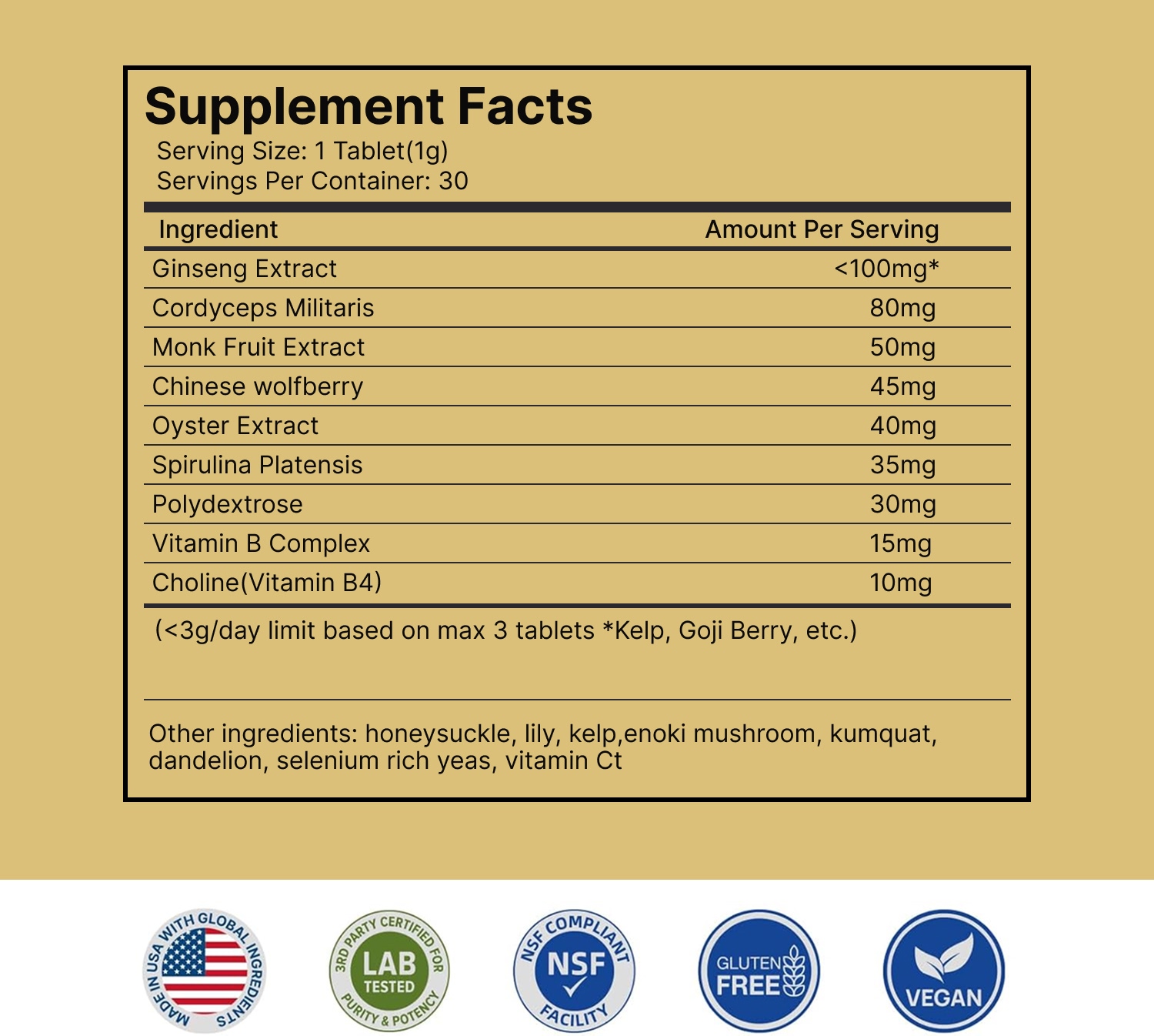 Ginseng Men's Supplement - Prostate Health Supplement with Goji Berry, Oyster, Cordyceps for Anti-Aging, Antioxidant and Cellular Energy Support 60 Capsules