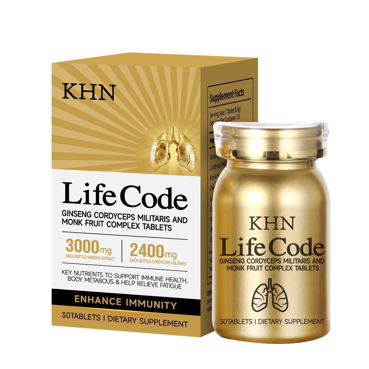 KHN daily dietary fiber supplements promote metabolic health and regularity - ginseng, cordyceps, grosvenor momordica fruit, wolfberry, lily - healthy, natural, green, set in one nutrition.