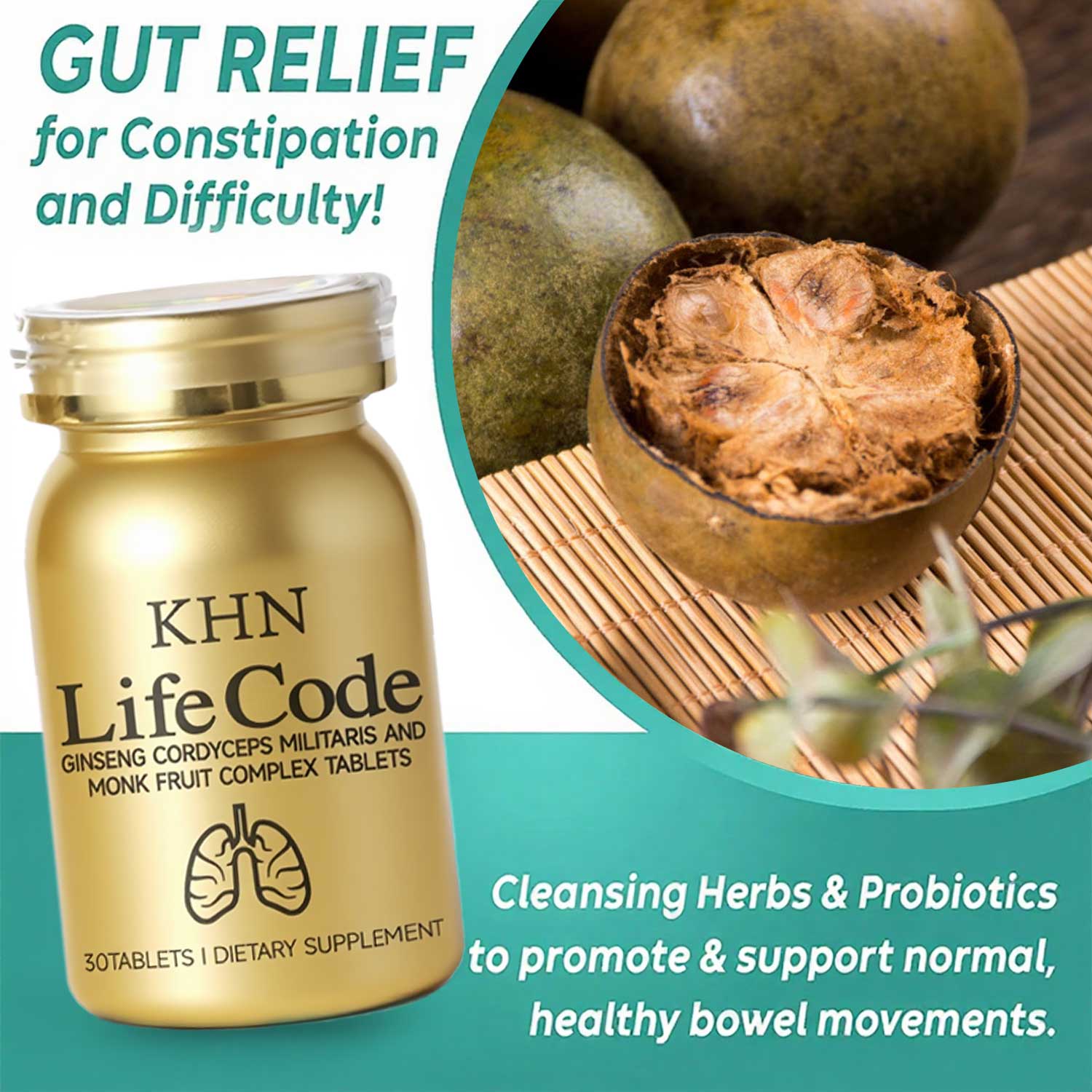 KHN-life code daily supplement, Relieve Constipation & Boost Metabolism for Better Digestive Health