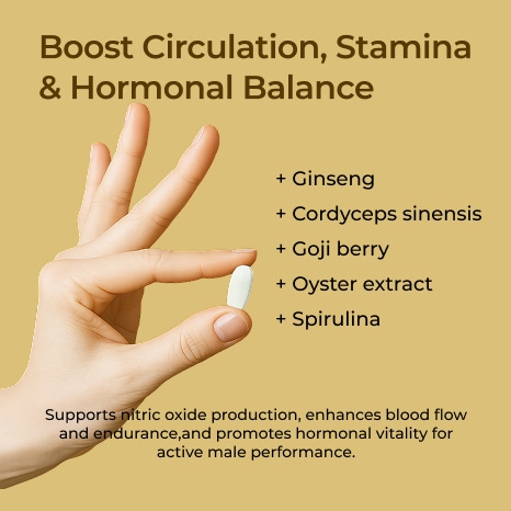 Ginseng Men's Supplement - Prostate Health Supplement with Goji Berry, Oyster, Cordyceps for Anti-Aging, Antioxidant and Cellular Energy Support 60 Capsules