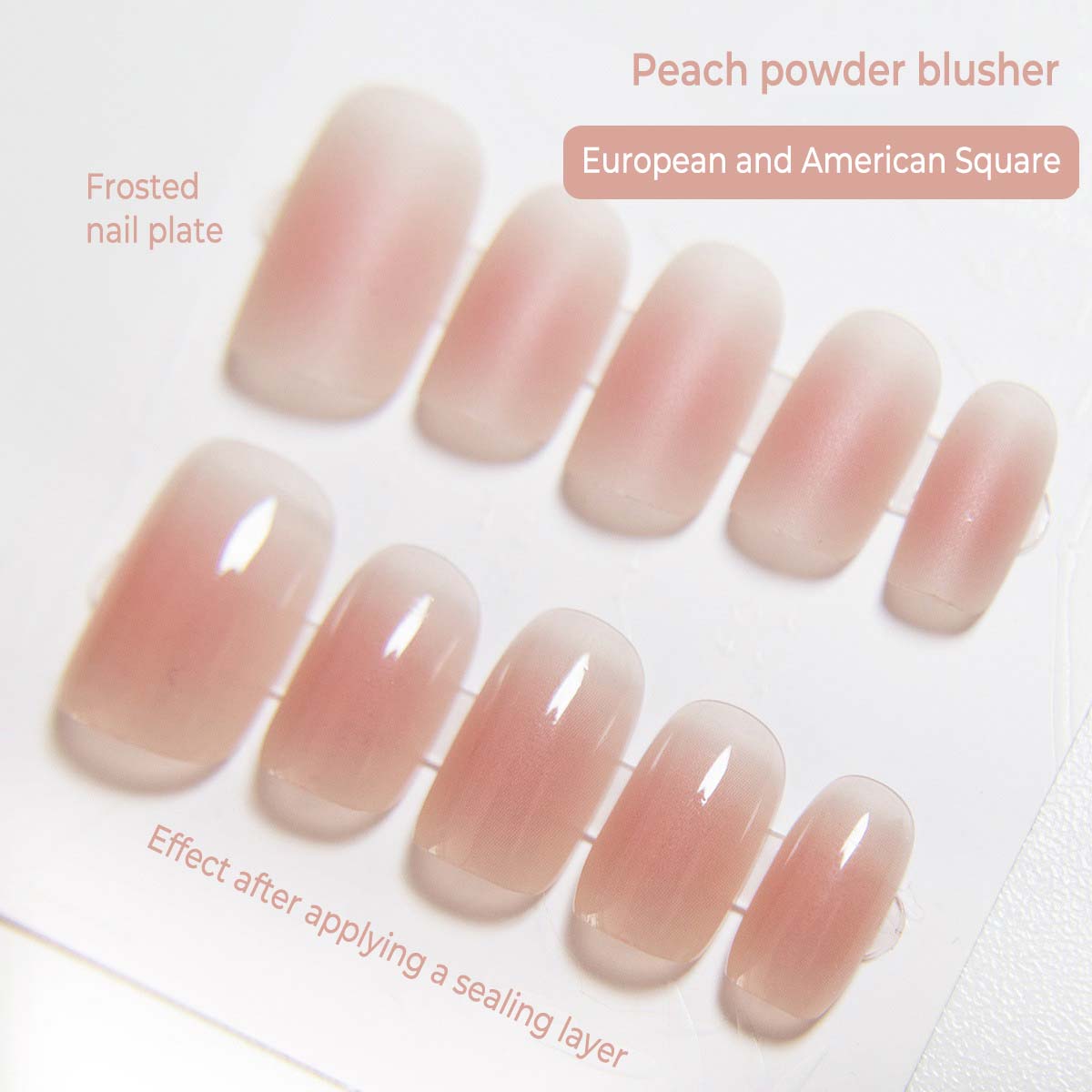 Nude blush nail art stickers, simple medium-sized false nail stickers, full coverage matte and glossy false nails, suitable for women and girls, 24 pieces per pack.