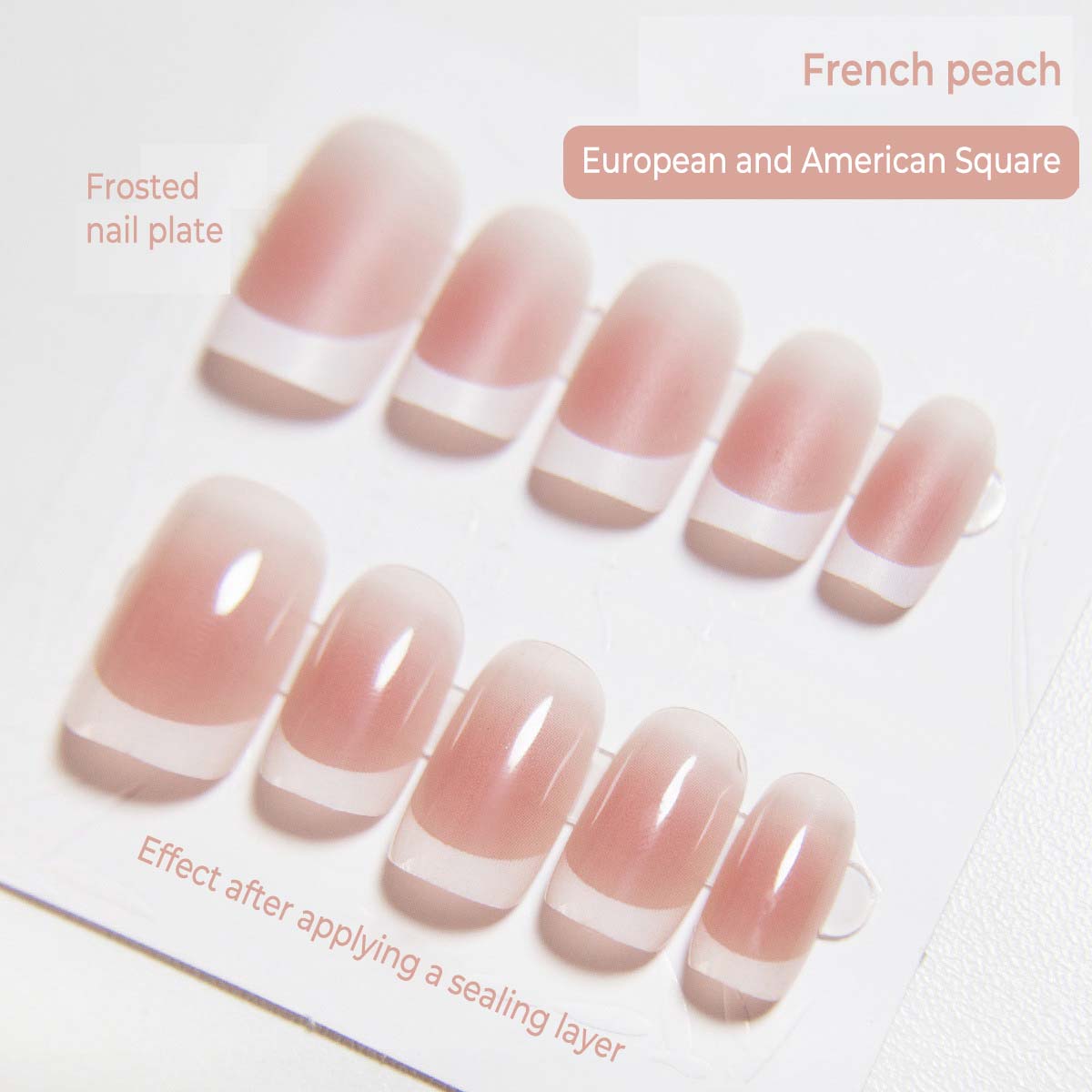 Nude blush nail art stickers, simple medium-sized false nail stickers, full coverage matte and glossy false nails, suitable for women and girls, 24 pieces per pack.